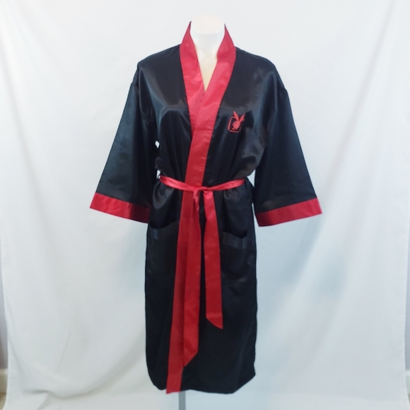 PLAYBOY Other - Vintage Playboy TV Robe Hugh Heffner Playboy Bunny Black & Red Unisex